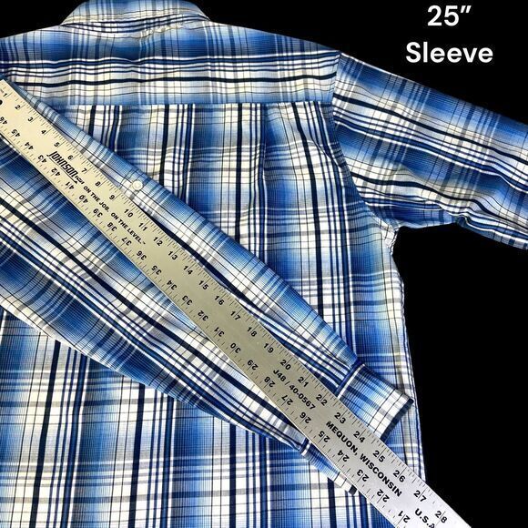Beverly Hills Polo Club Mens Long Sleeve Button Down Shirt Blue Plaid Size XXL - Picture 10 of 11
